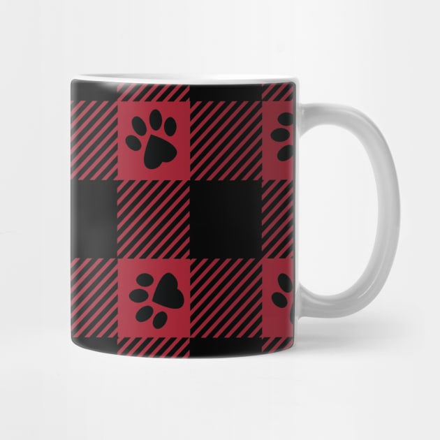 Red Paw Print Plaid by PLLDesigns